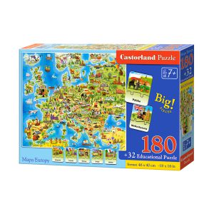 Puzzle Castorland 180el Mapa Europy + Quiz